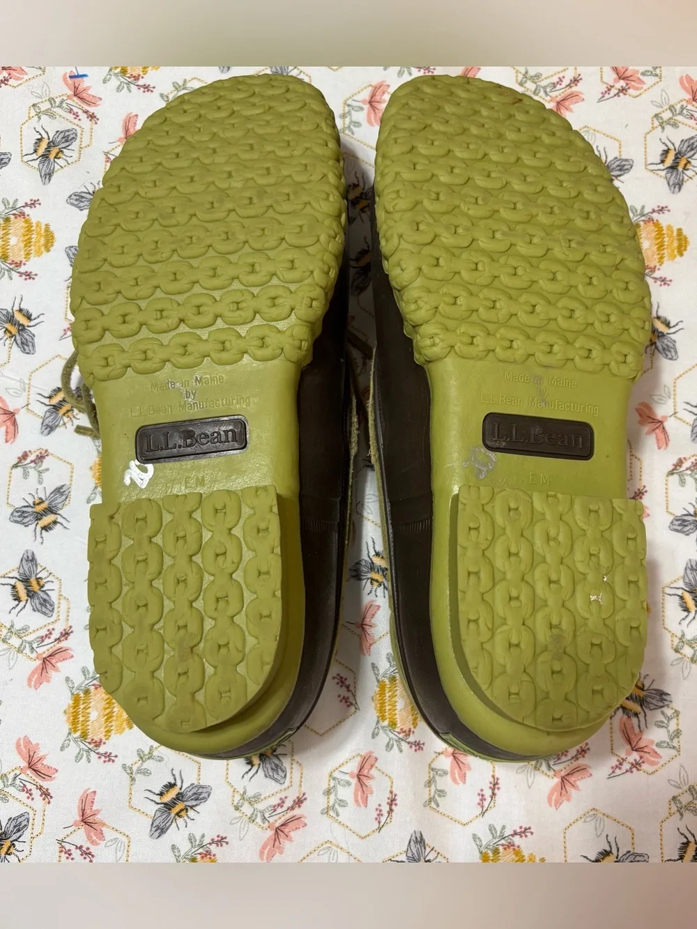 L.L. Bean Olive and Brown Waterproof Lace-Up Duck Shoes